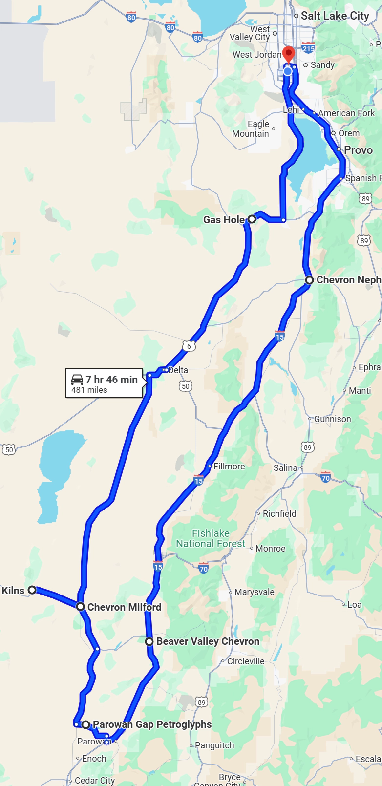 Google map of the route.